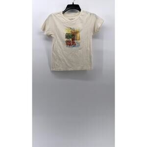 GOLDEN HOUR Women's Cream Italia Graphic Crewneck Short Sleeve Casual Top SZ S